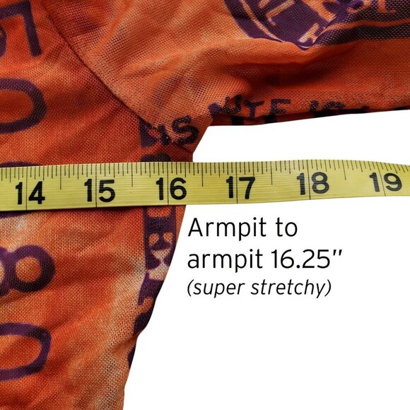 No 1 Los Angeles Bodycon $100 Orange Purple Sheer Y2K Mesh Long Maxi Dress L - Picture 9 of 16